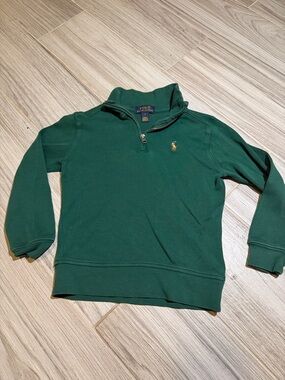 Ralph Lauren Green Quarter-Zip Sweatshirt with Gold Pony